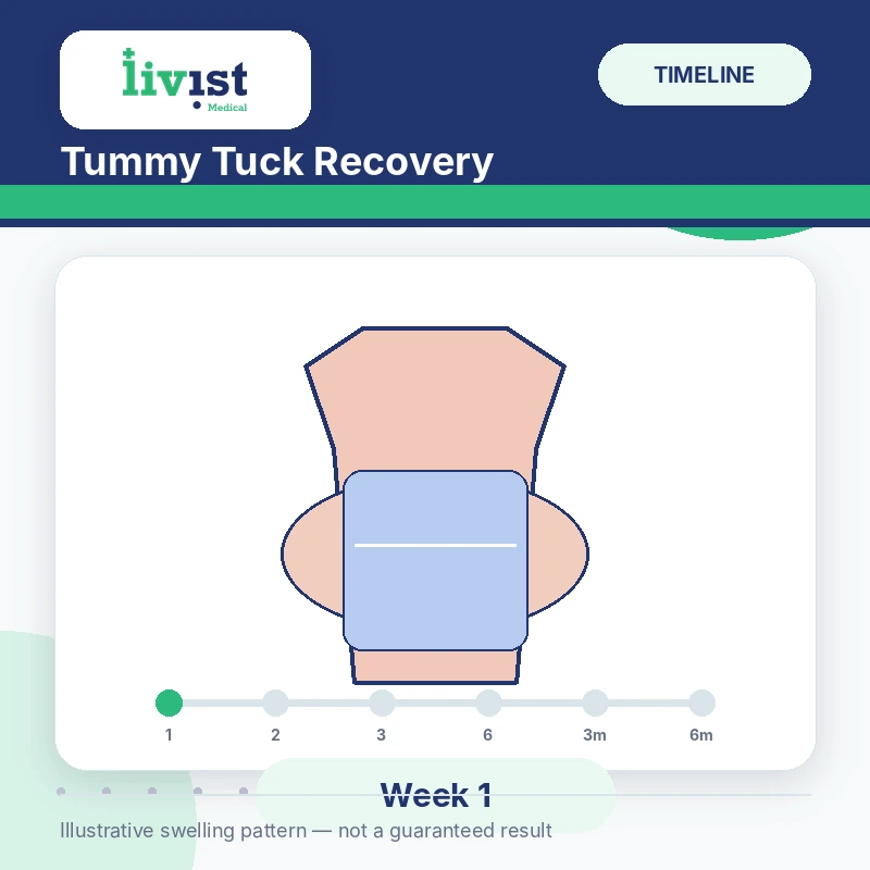Tummy tuck recovery at week 1