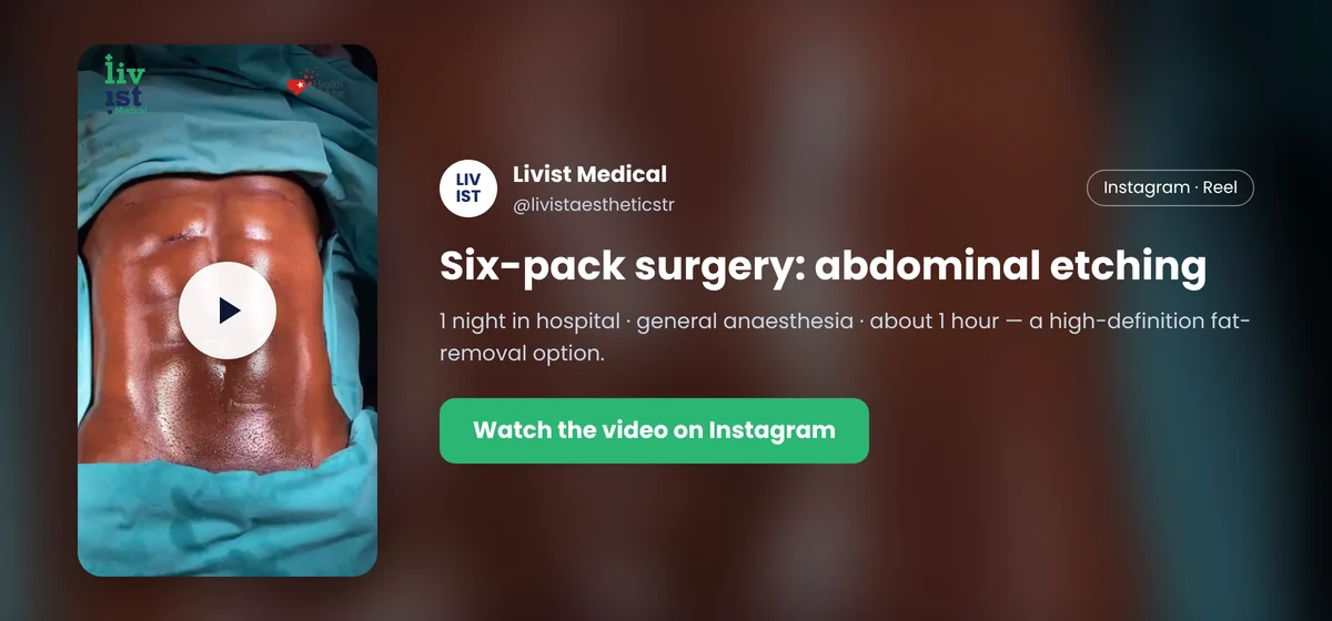 AirSculpt cost alternative in Turkey: Livist Medical Instagram reel on six-pack high-definition liposuction