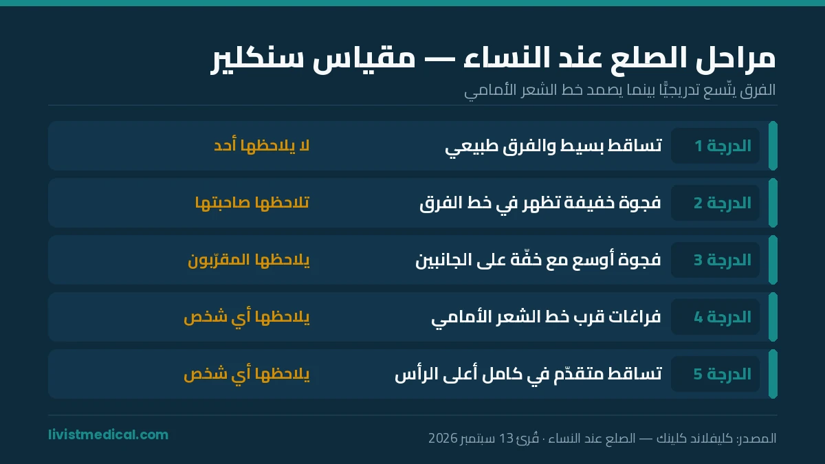 مراحل الصلع عند النساء بالصور على مقياس سنكلير