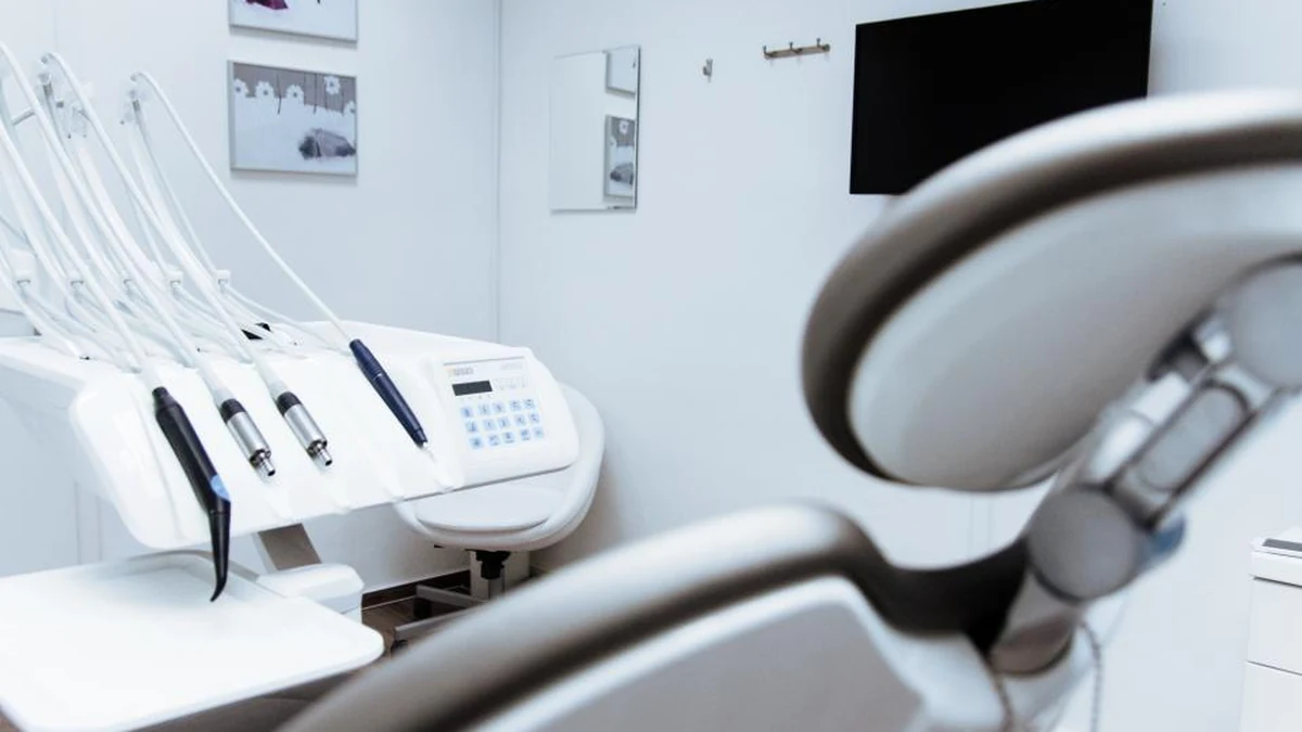 A modern dental surgery chair and equipment