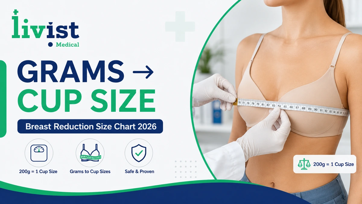 Breast Reduction Size Chart: Grams to Cup Size (2026)