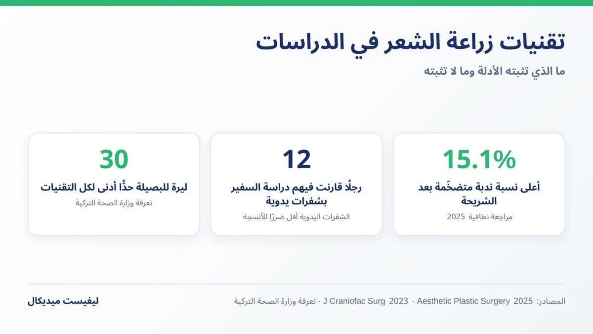 تقنيات زراعة الشعر في الدراسات المنشورة