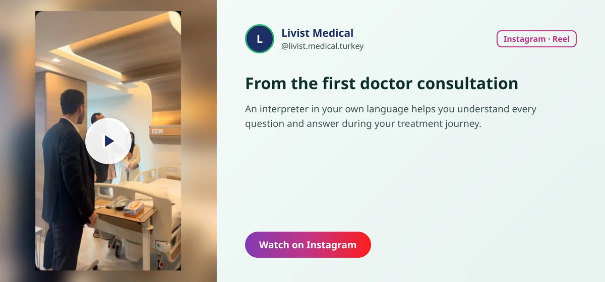 Livist Medical Instagram reel card about doctor consultation and interpreter support for weight-loss patients
