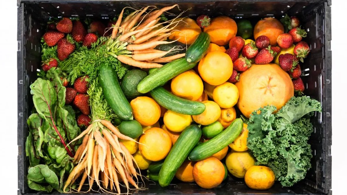 Fresh vegetables in a crate
