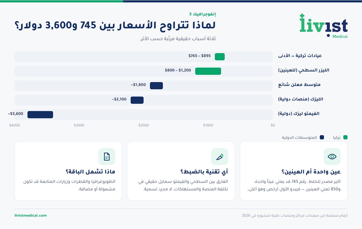 العوامل التي تفسّر اختلاف أسعار عملية الليزك بين المراكز والدول