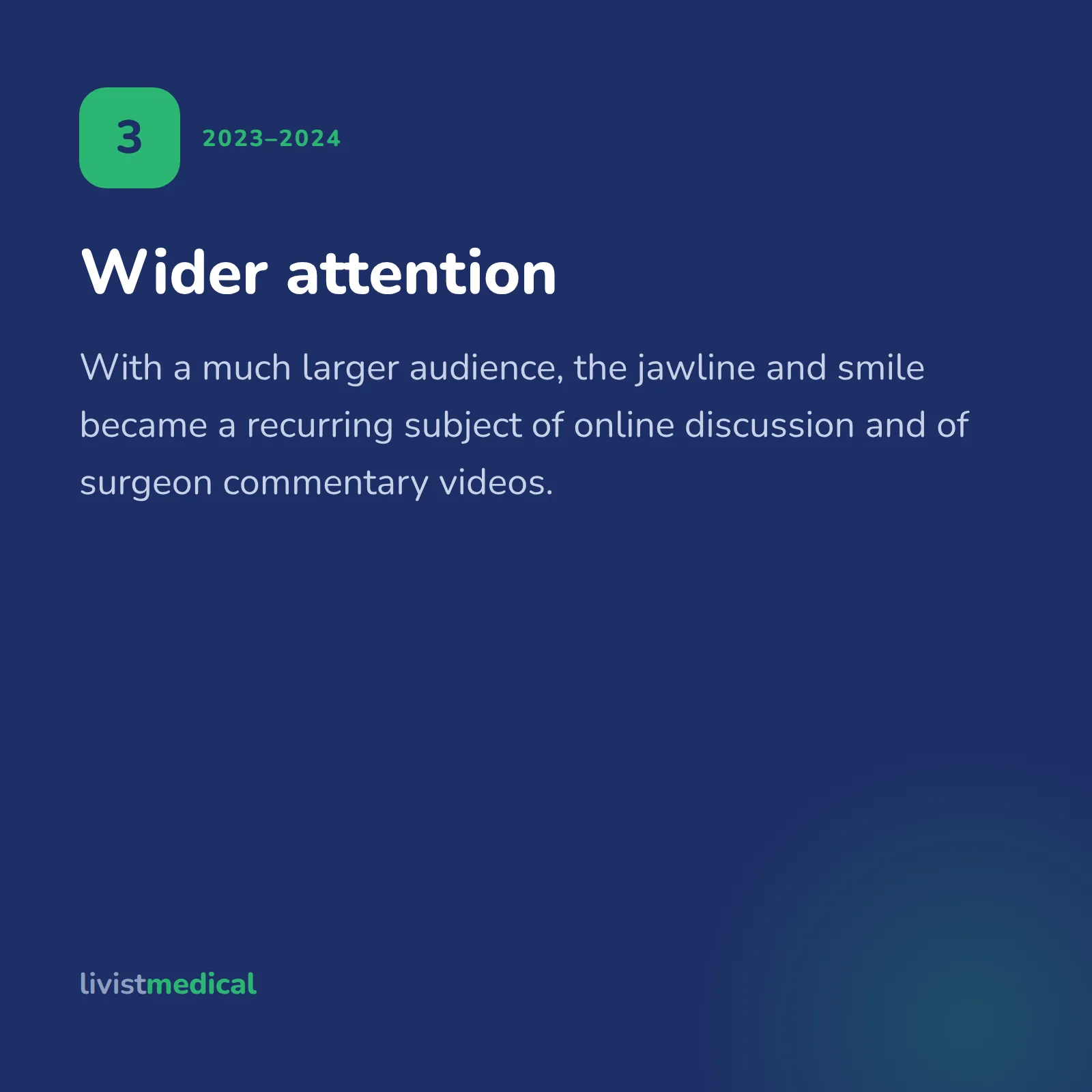 Timeline card three: 2023 to 2024, wider attention and public discussion