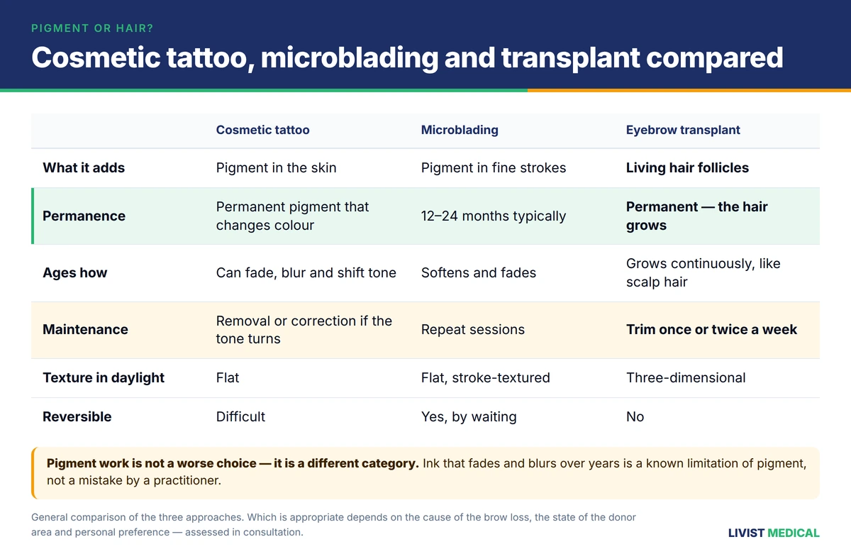 Eyebrow transplant versus microblading and cosmetic tattooing