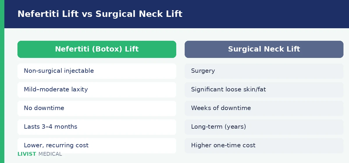 Nefertiti Lift vs Surgical Neck Lift Comparison