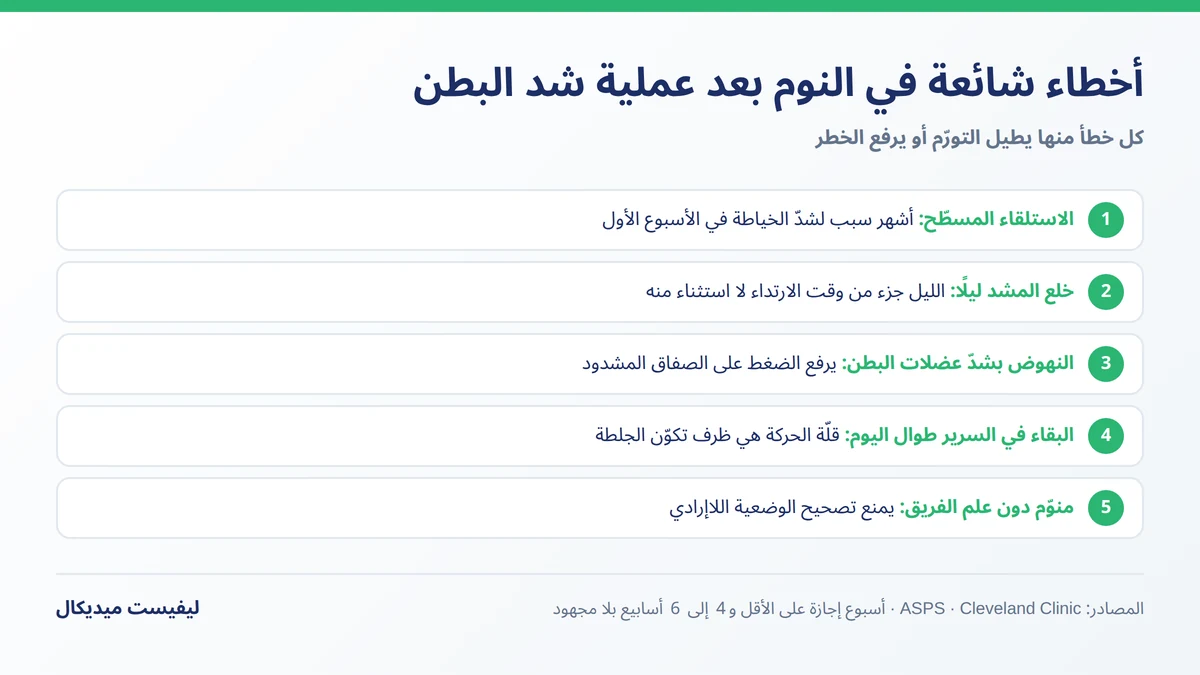 أخطاء شائعة في النوم بعد عملية شد البطن