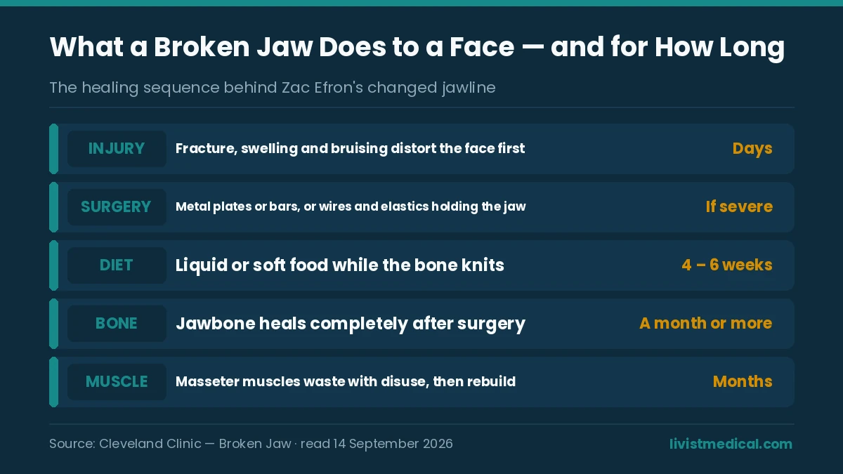 How a broken jaw heals and reshapes the face, as with Zac Efron
